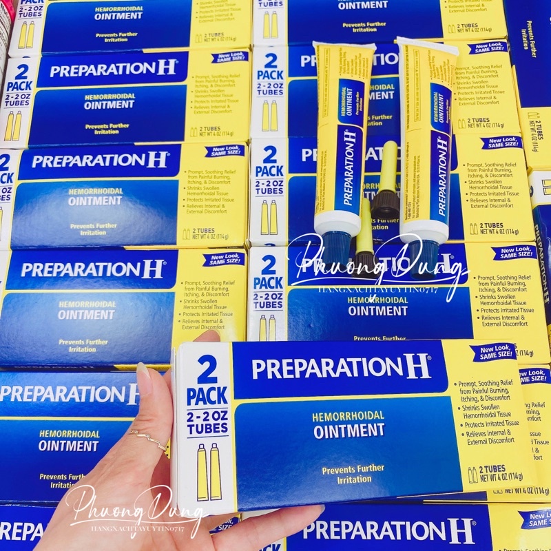 Kem bôi trĩ bỏng rát Preparation H Hemorrhoidal Ointment Suppositories Mỹ tuýp 57g [Hàng Air]