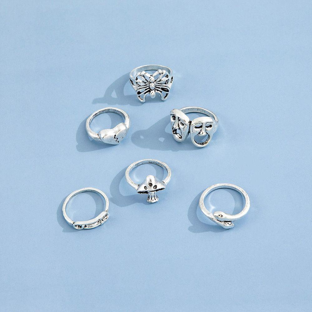 Set 6 Nhẫn Đeo Khớp Ngón Tay Kim Loại Thời Trang Nữ