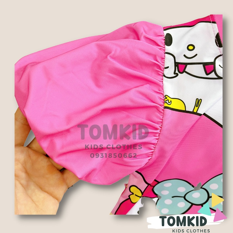 Đầm bé gái, váy đầm chữ A thun lạnh cho bé tay phồng hoạt hình 9-43kg Tomkids