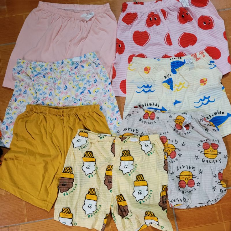 Quần đùi cotton organic bé trai bé gái vải xuất hàn set 5c