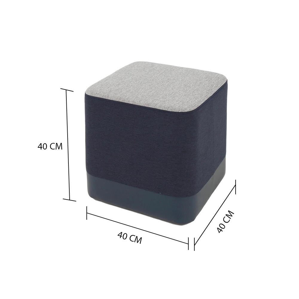 HomeBase FURDINI Ghế đôn bọc vải cao cấp mousse êm ái Thái Lan W40xH48xD40cm màu xám/xanh dương đen