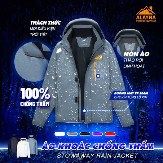 Alayna - Áo khoác nam chống nắng chống Stowaway Rain Jacket