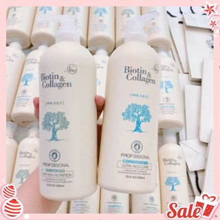 Cặp DẦU GỘI XẢ BIOTIN trắng COLLAGEN 1000ml [MUA THẢ GA]