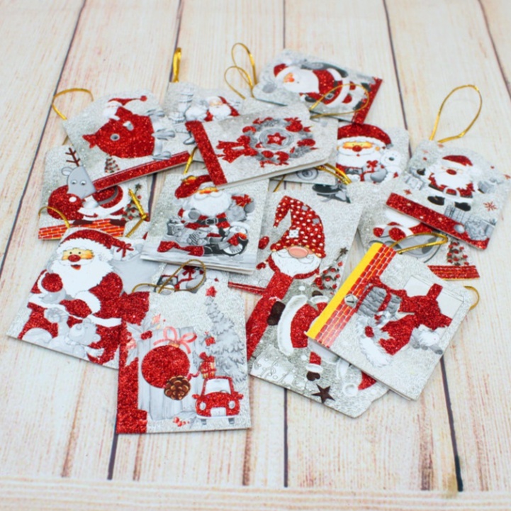 Set 10 Thiệp Trắng T22 Trang trí Cây Thông, Trang Trí Noel Giáng Sinh