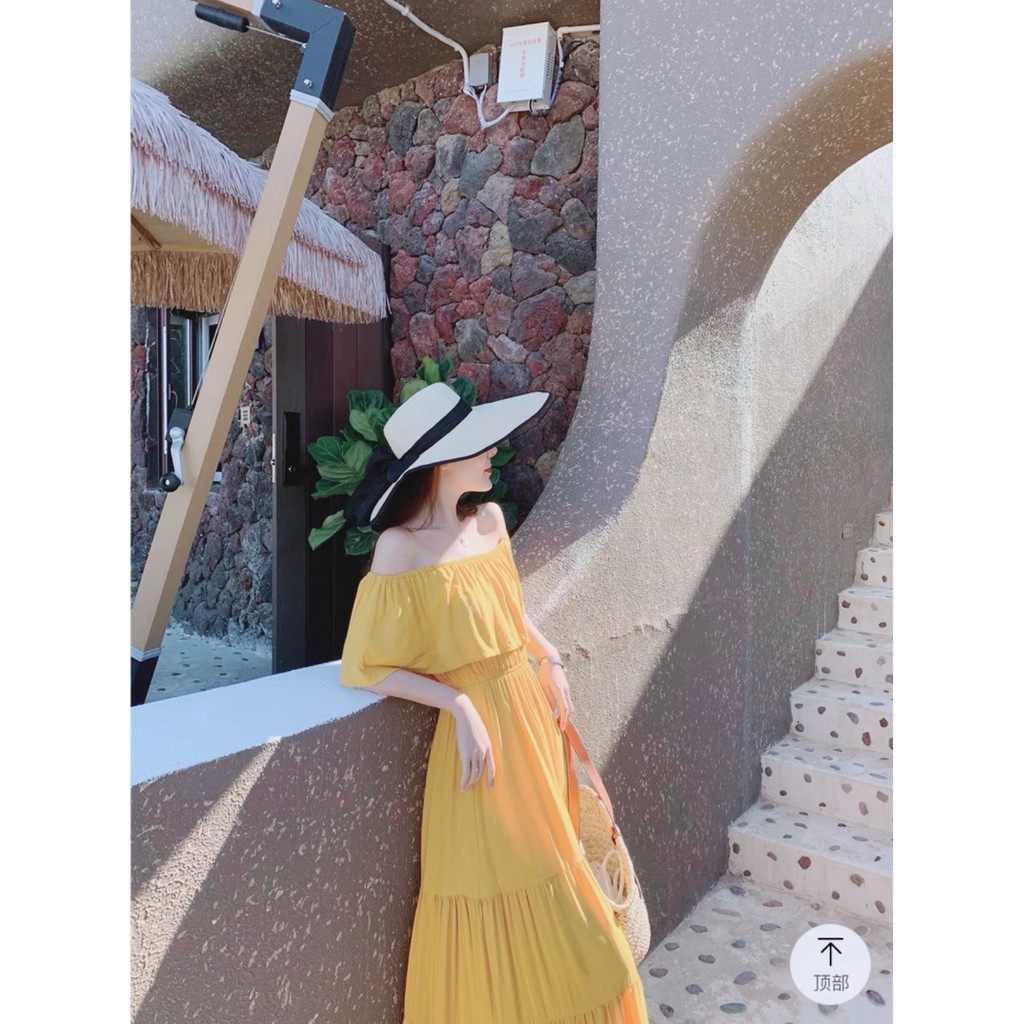 Váy Maxi Tầng Trễ Vai Vàng Chanh Cực Hot | BigBuy360 - bigbuy360.vn