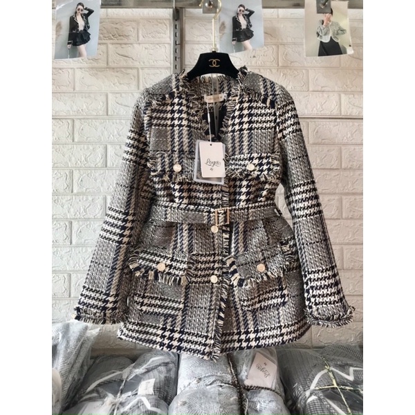 Áo Dạ Tweed Dáng Dài Kèm Đai Thắt Eo Mã T023  Áo Khoác Dạ Nữ Phong Cách Hoàng Gia Tiểu Thư Có Ảnh Thật Lekemqc