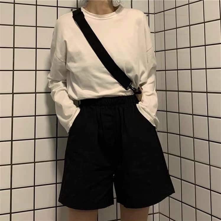 Quần short kaki trơn nữ - Quần đùi lửng dáng suông, form rộng dễ mặc, cá tính, bắt mắt