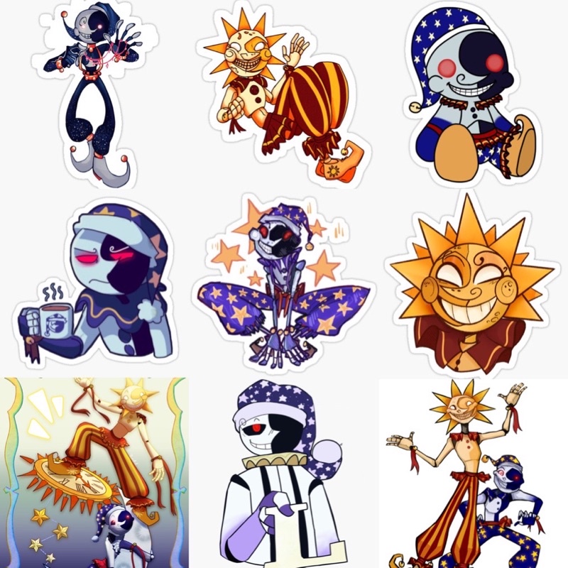 Sticker sun and moon 30-60 ảnh khác nhau /sticker game five nights