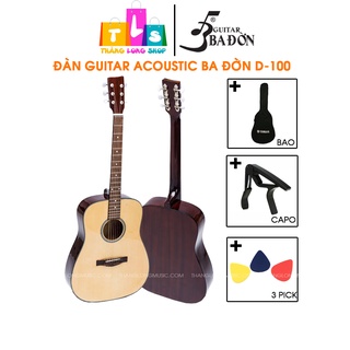 Mua  Chính hãng  Ba Đờn D100 - Đàn Guitar Acoustic Ba Đờn D-100 kèm phụ kiện