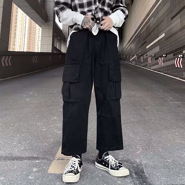 (Sẵn đen)💥Quần Kaki unisex ống rộng phong cách hiphop bụi - 4 ảnh thật cuối