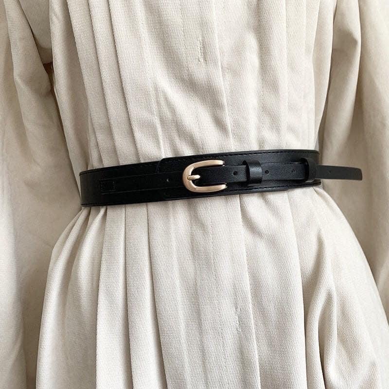 (Belt)Thắt lưng nữ bản nhỏ đen da Pu AUSHE