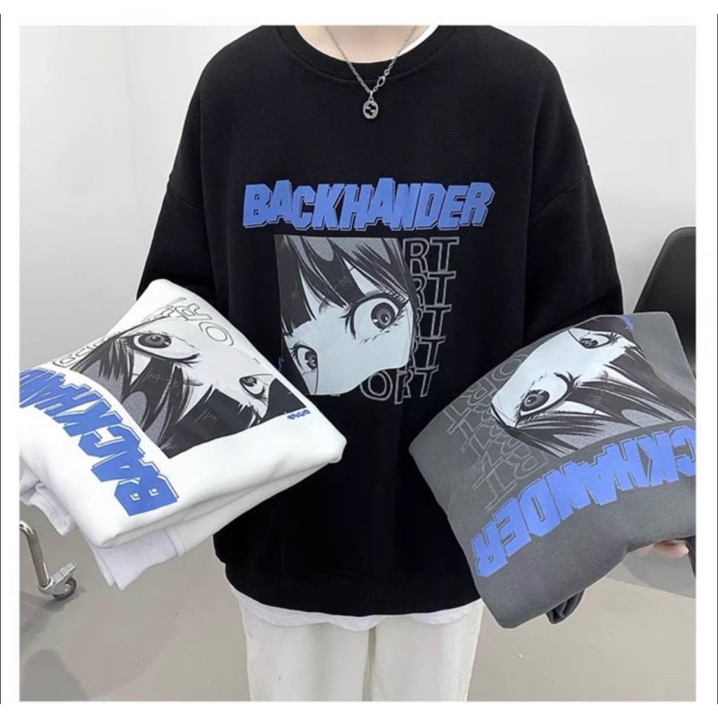 Áo thun dài tay form rộng hình Cô gái Backhander_Áo unisex dài tay thu đông basic, cá tính