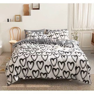 BỘ chăn ga cotton poly hàn quốc tim ghi