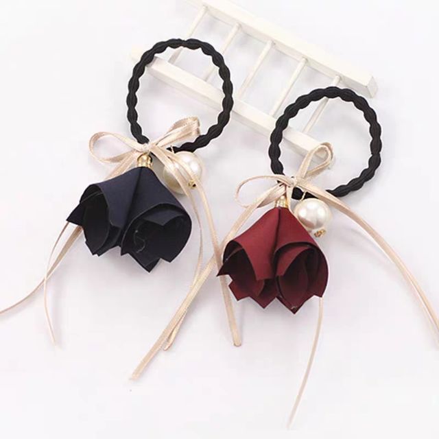 P73 Cột tóc Vải Scrunchies - dây buộc tóc vải các màu vintage ảnh thật P73