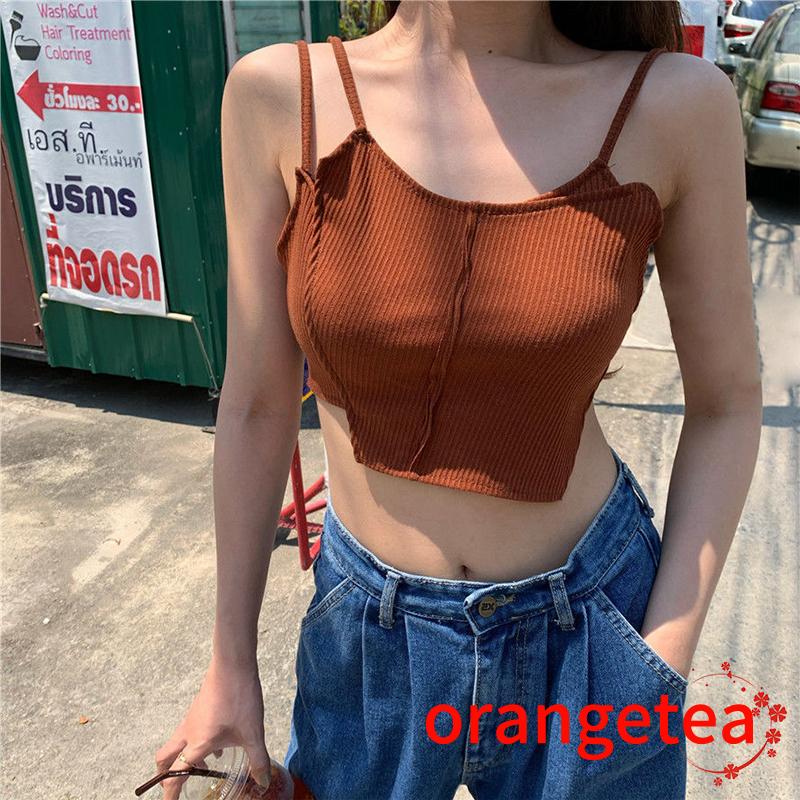 Áo Lửng Hai Dây Màu Trơn Gợi Cảm Cho Nữ