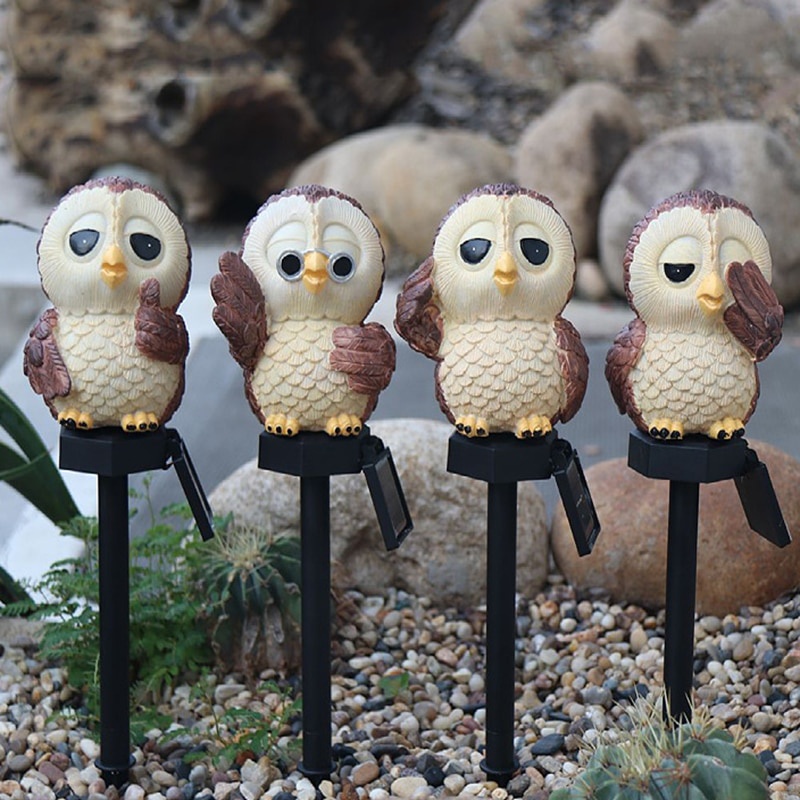 Đèn LED 4 Loại Hình Chim Cú Chạy Bằng Năng Lượng Mặt Trời Chống Thấm Nước Dùng Trang Trí Sân Vườn