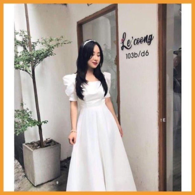 Đầm dự tiệc trắng xòe nơ lưng Cindy Dress sang trọng có mút ngực