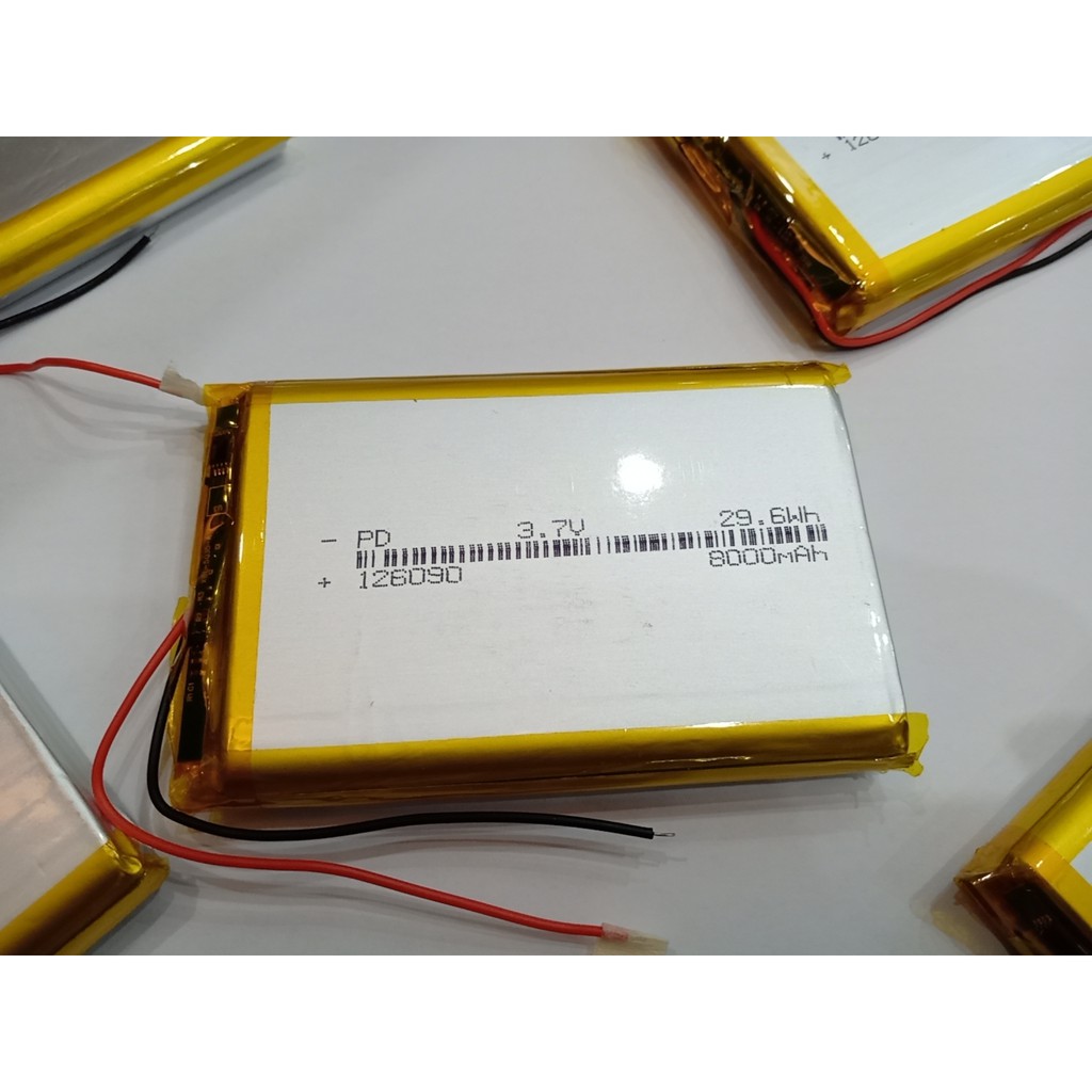 Pin Lithium 8000mAh Li-Po 3.7V 126090 8000mAh (Ảnh thật có sẵn mạch bảo vệ &amp; đầu dây chờ)