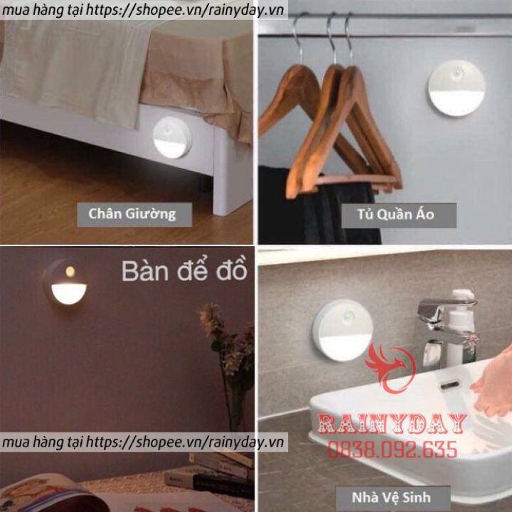 Đèn led cảm ứng cảm biến chuyển động gắn dán tường tủ cầu thang thông minh tự động phát sáng