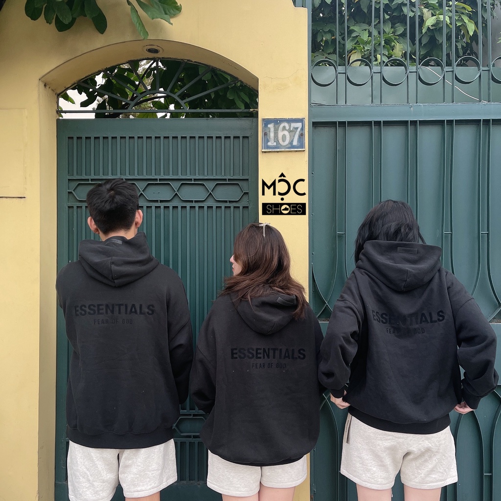 [CHÍNH HÃNG] Áo khoác Hoodie tay dài Fear Of God Essensial màu Đen Black SS22