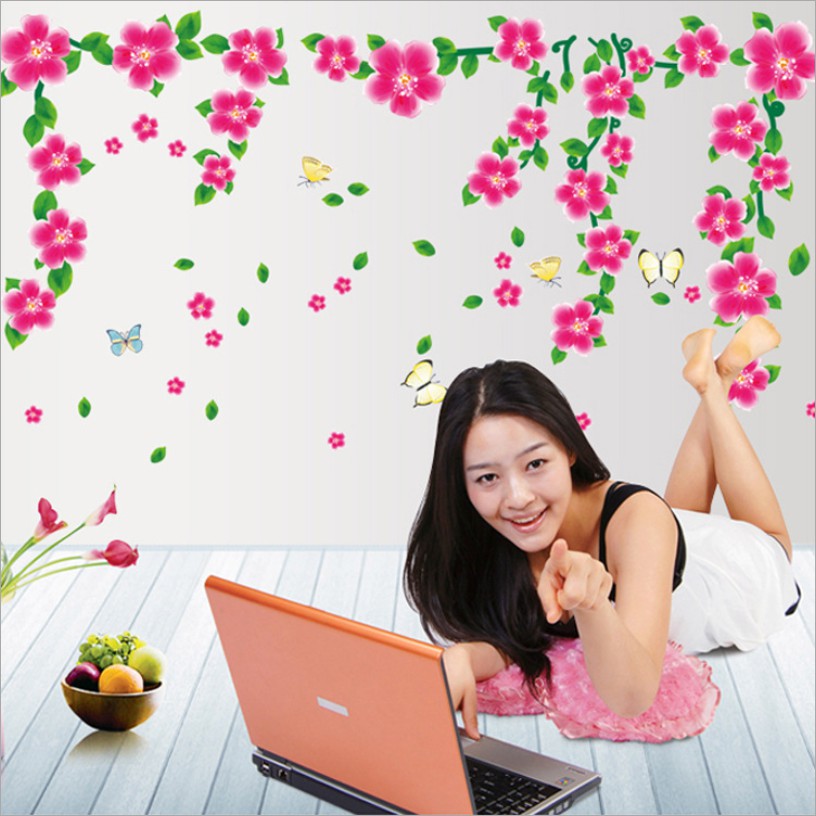 Decal trang trí tường - Mẫu Hoa Hồng dây leo lớn