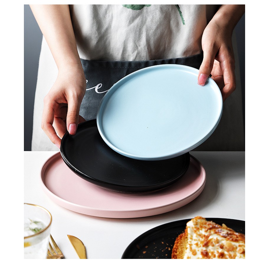(SẴN) Đĩa tròn phẳng màu pastel phong cách Bắc Âu - Sứ cao cấp, hàng xuất Âu | BigBuy360 - bigbuy360.vn