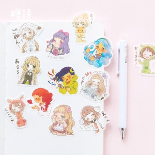 Enjoymore 🌬 Set 40 Washi Sticker Anime Chibi Hoạt Hình Cute Trang Trí Sổ Bullet Journal Dễ Thương Hình Dán Miếng Cô Bé