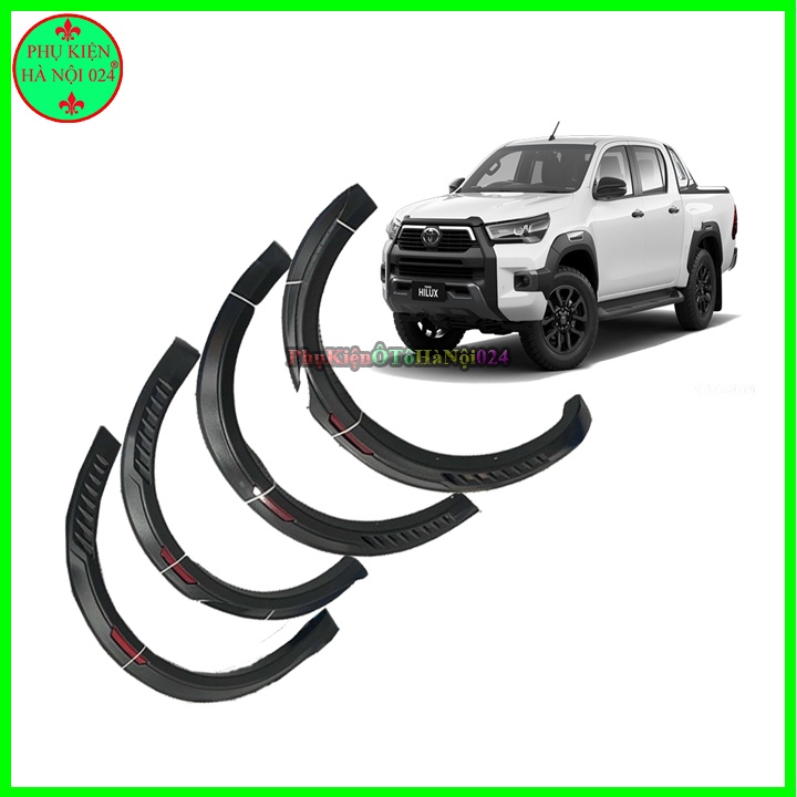 Bộ ốp cua lốp xe ô tô Hilux 2021 bản nhỏ mẫu phản quang trang trí bảo vệ lốp xe