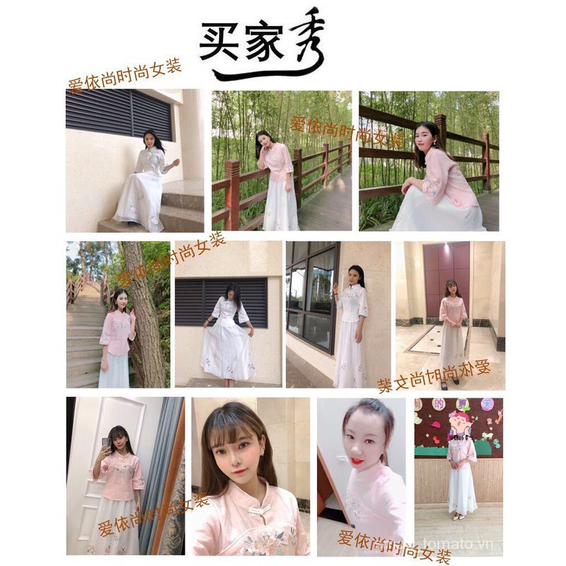 Single/Suit Summer New Women's Han Chinese Clothing Improved New Republic of China Style Vintage Plate Buttons Embroidered Cheongsam Suit