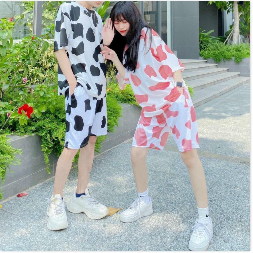 Set nguyên bộ bò sữa quần đùi áo thun ngắn tay chất thun cotton mềm mịn mát thời trang mùa hè, set đồ bộ mặc nhà | BigBuy360 - bigbuy360.vn