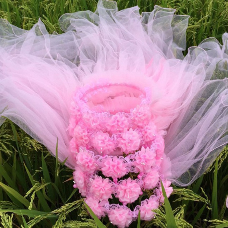 Vòng Hoa Đội Đầu Thiết Kế Hai Lớp Phối Mạng Che Mặt Thời Trang