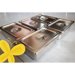 Khay inox đựng topping Khay GN 1/4 combo 5 cái có nắp