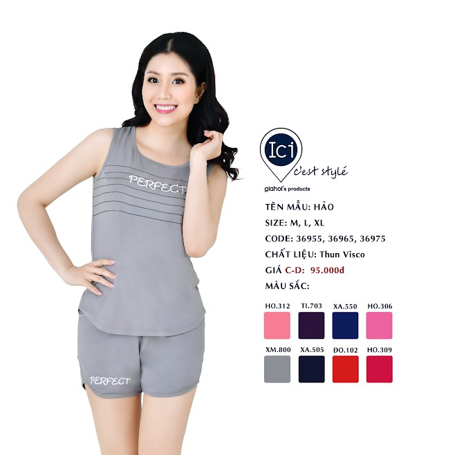 Bộ mặc nhà quần ngắn chất thun visco mền mịn Gia Hồi