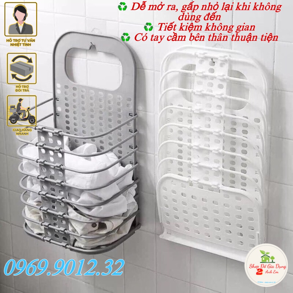 Giỏ đựng quần áo treo tường, xọt nhựa đa năng cao cấp, giỏ treo tường gấp gọn