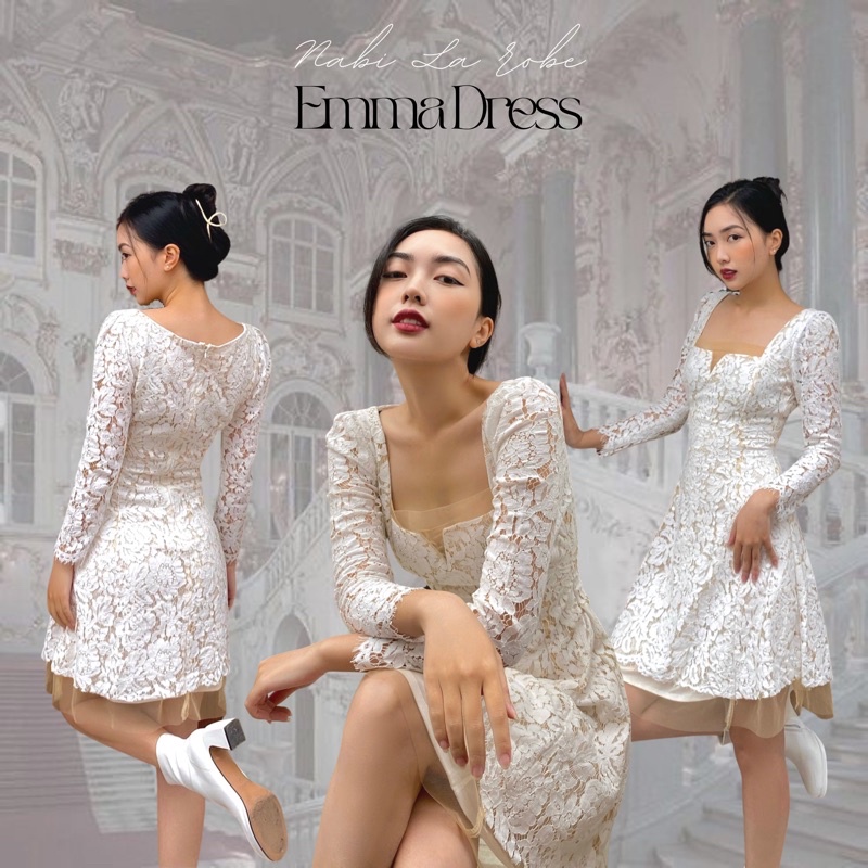 Đầm ren cổ vuông Emma