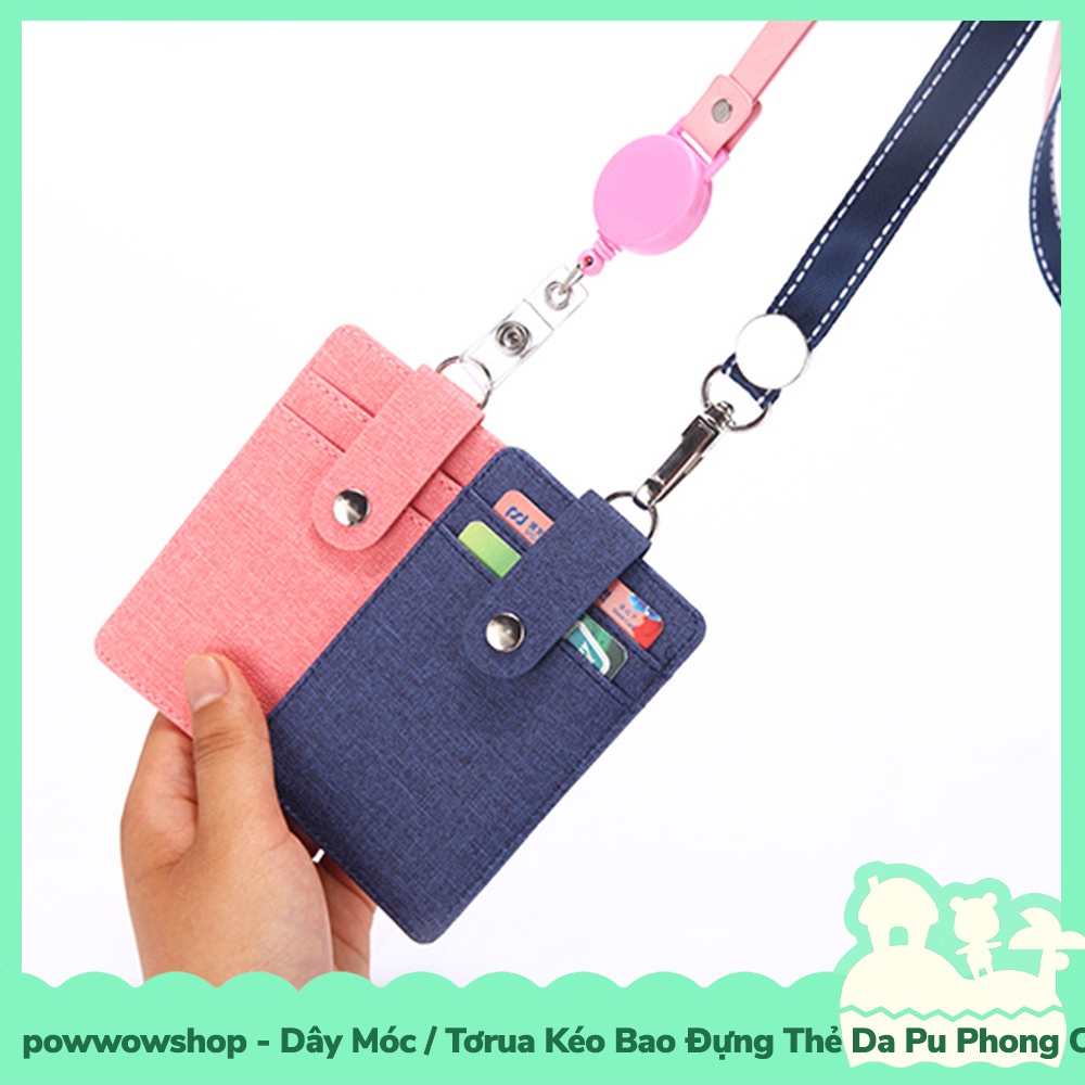 [Sẵn VN - Hỏa Tốc] Dây Móc / Dây Kéo Tơrua Bao Đựng Thẻ Nhân Viên Da Pu 3 Ngăn Phong Cách Simple Color Đơn Giản
