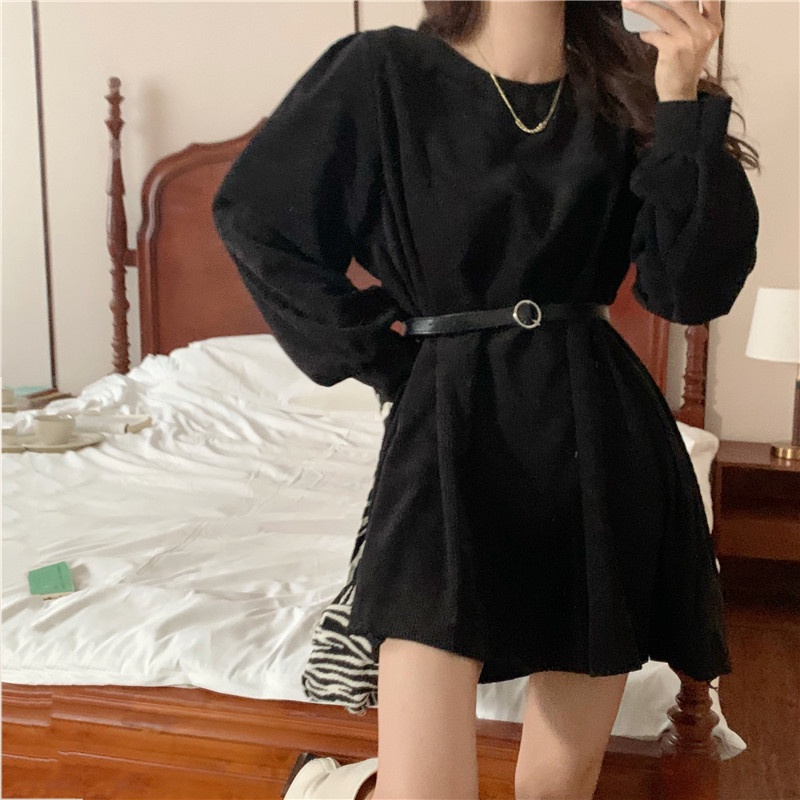 Đầm nhung PERTY dáng ngắn phong cách Hàn Quốc thời trang mùa thu cho nữ