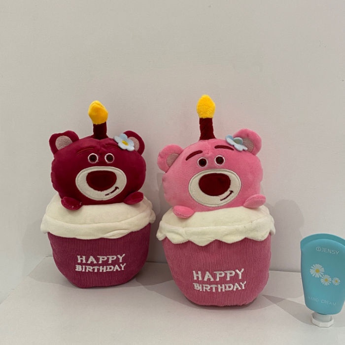 Nến Hình Chú Gấu Quả Dâu Hoạt Hình Dễ Thương Phát Sáng Có Nhạc