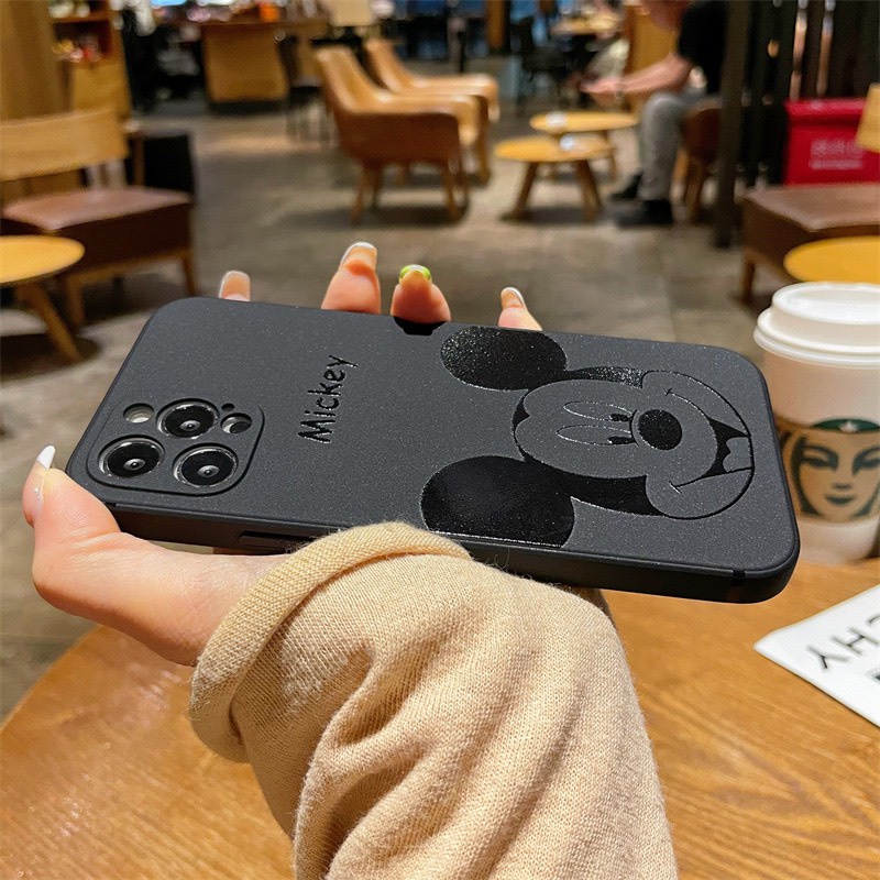 Ốp iPhone Cạnh Vuông, Bảo Vệ Camera In Hình Chuột Mickey Dễ Thương 7Plus,8Plus,x,xs,xsmax,11,12,13,14,Pro,ProMax