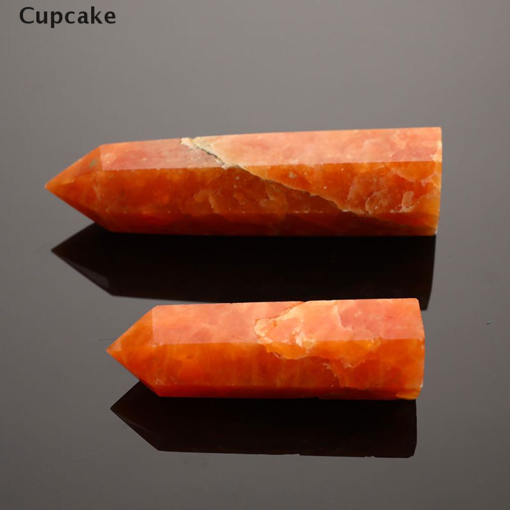 Cupcake 1pc Natural Sunstone Healing Energy Stone Quartz Tower Orange Ornament Reiki VN