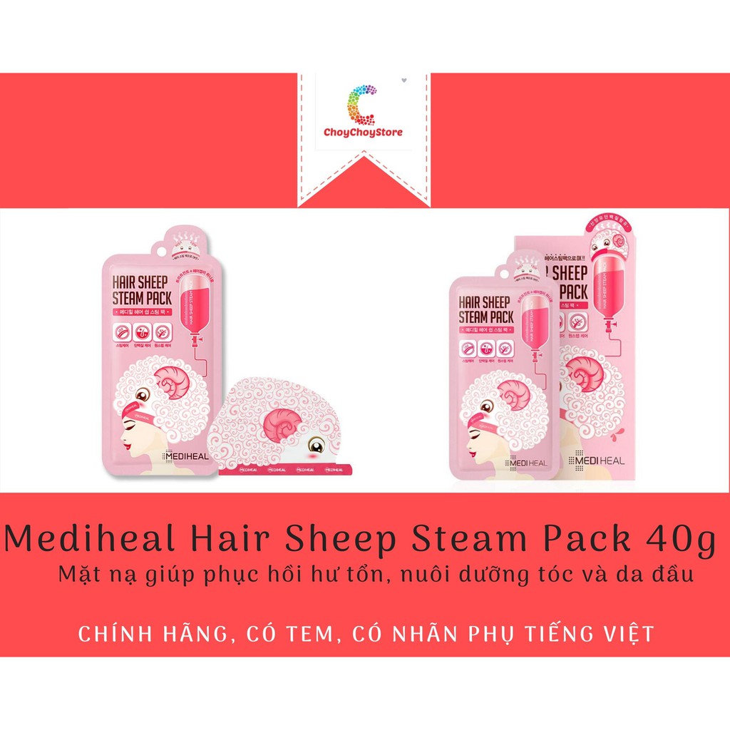 [MEDIHEAL VN] Mặt nạ Mediheal Hair Sheep Steam Pack 40g -  giúp phục hồi hư tổn, nuôi dưỡng tóc và da đầu