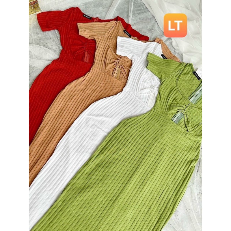 ✨ Đầm Body Tay Ngắn Khoét Ngực Cổ Vuông 🍃 | BigBuy360 - bigbuy360.vn