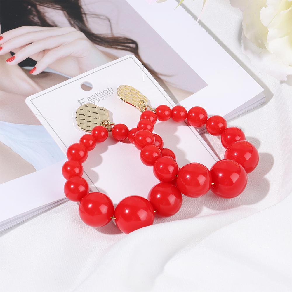 Khuyên Tai Dạng Treo Xỏ Hạt Nhiều Màu Sắc Phong Cách Bohemian