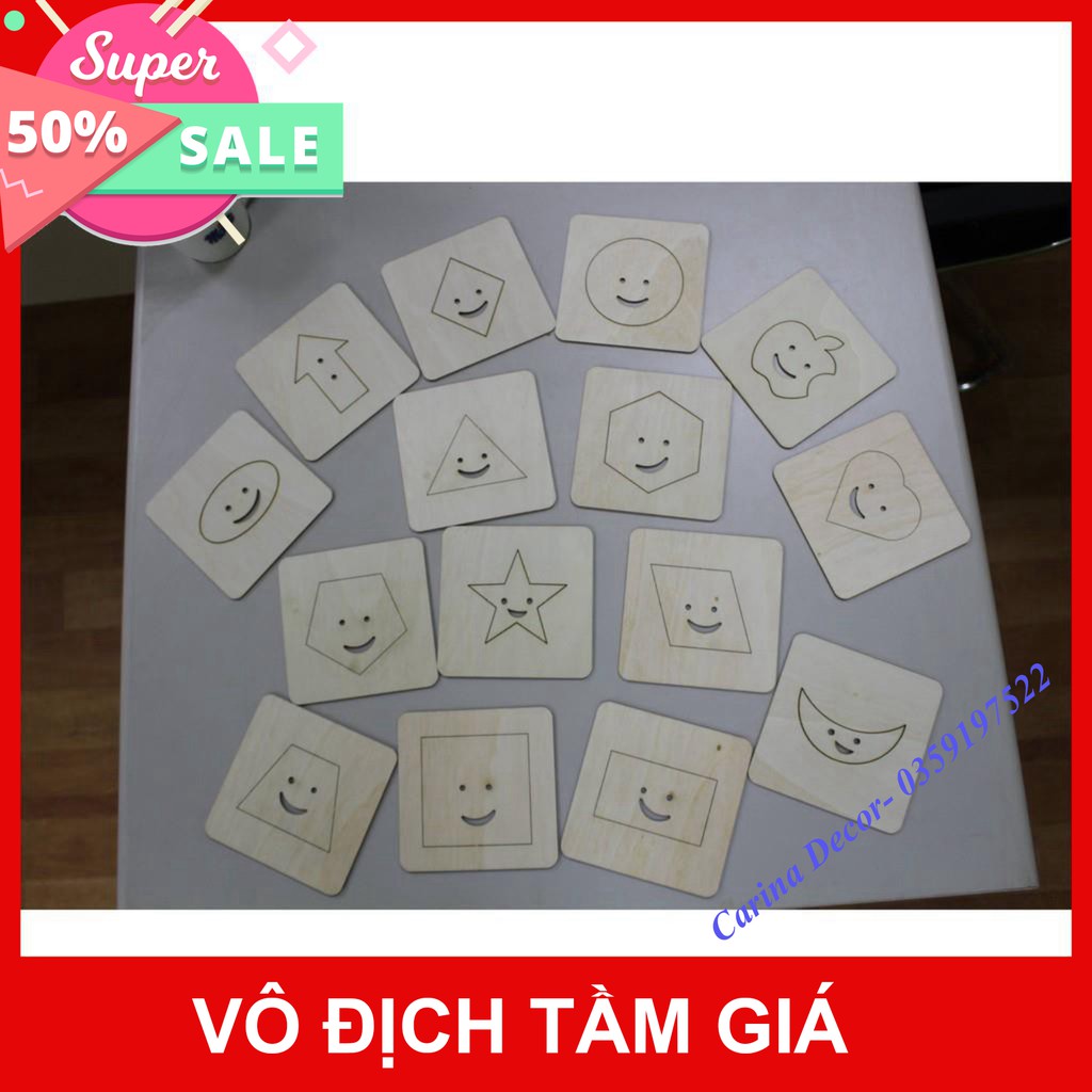 Giáo dục sớm montessori  Bộ 15 hình dạng bằng gỗ