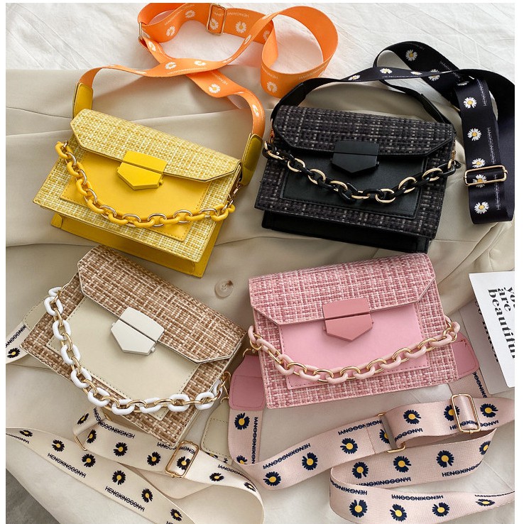 Túi đeo chéo nữ mini phối màu Fashion & Bag 90202