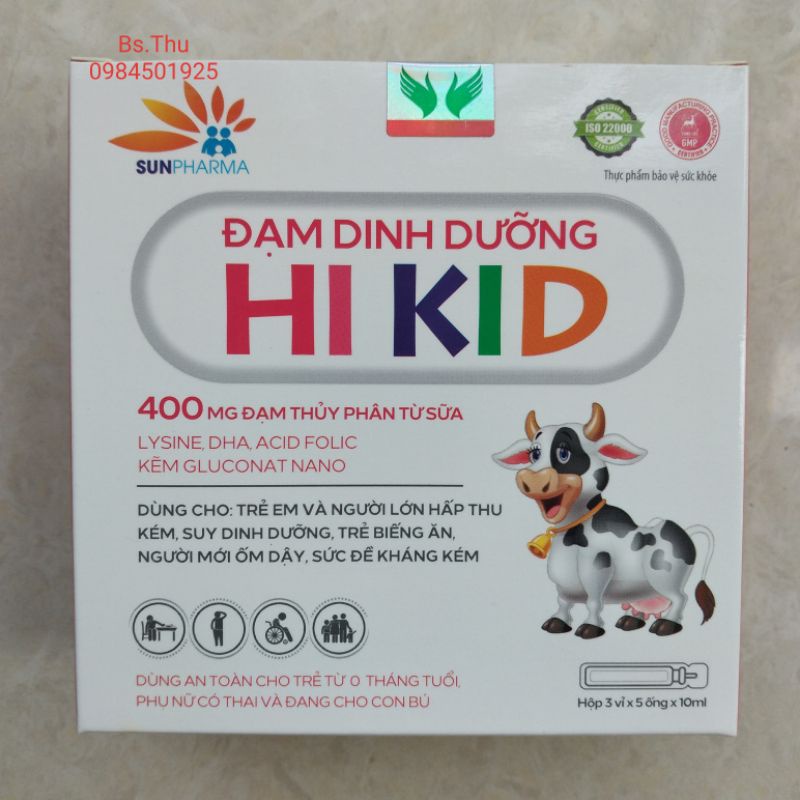 Đạm dinh dưỡng HI KID bổ sung acid amin, các loại vitamin và khoáng chất hộp 15 ống