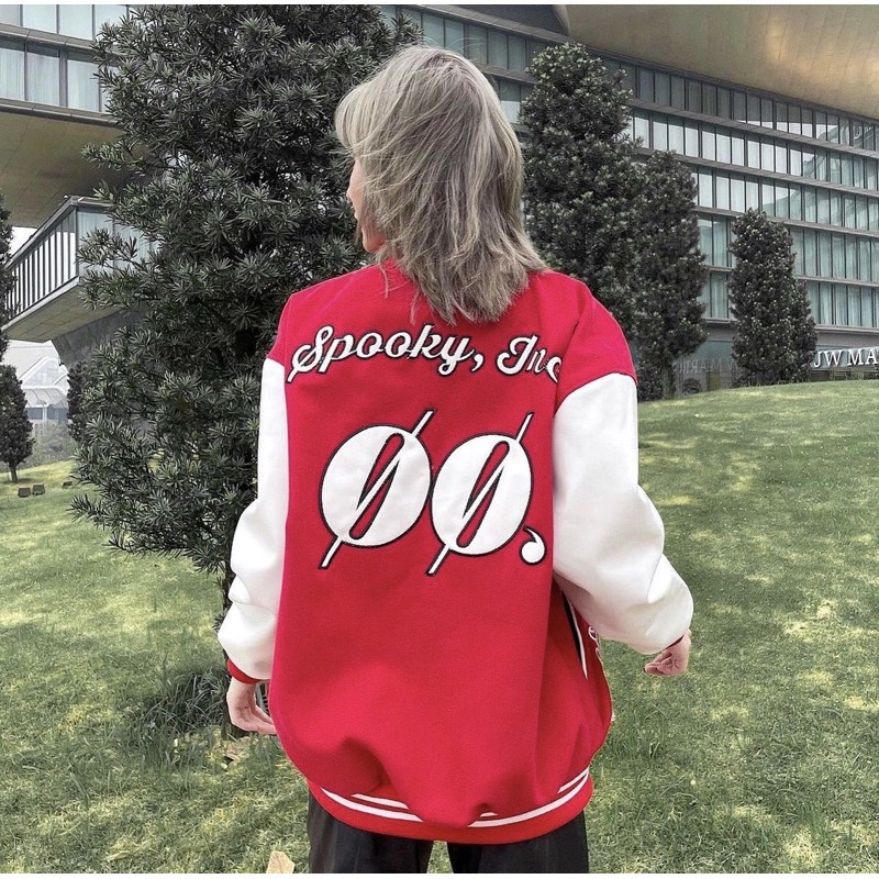 Áo Khoác Dạ Đỏ Phối Da - Varsity Jacket | BigBuy360 - bigbuy360.vn