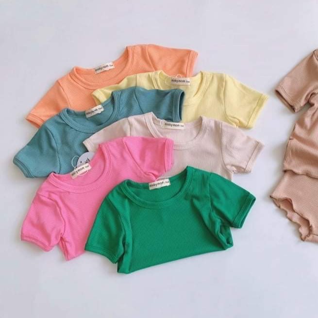 Bộ Minky Mom Thun Len Gân Chip, vải thun lạnh siêu mát, mềm mịn thấm hút mồ hôi cho bé