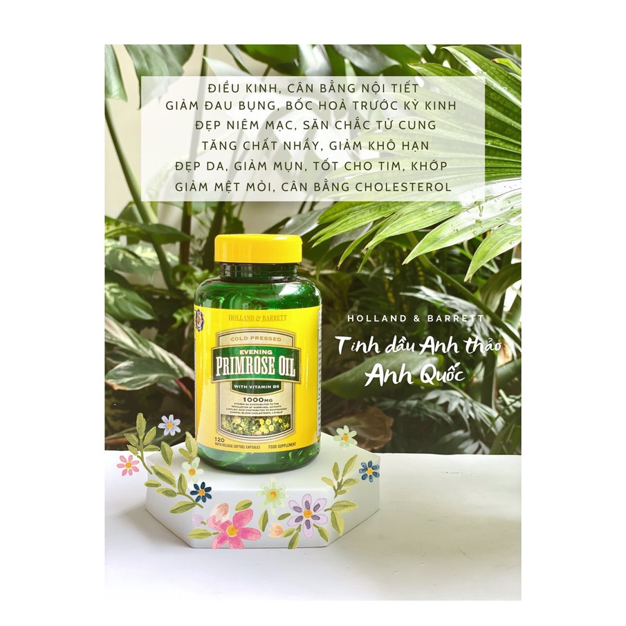 Tinh dầu hoa anh thảo Evening Primrose Oil Holland & Barrett 1000mg 120 viên