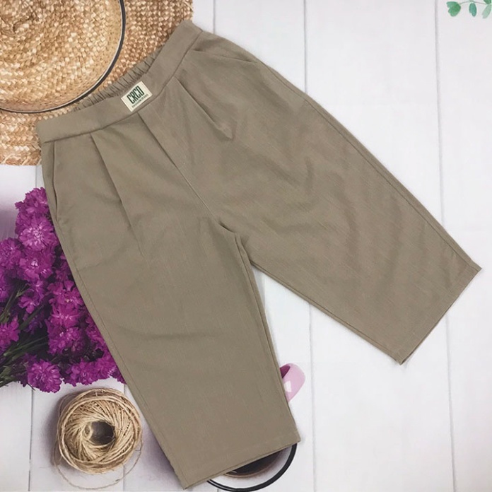 Quần lửng nữ mặc nhà cạp chun, vải đũi hàn cao cấp, thoáng mát